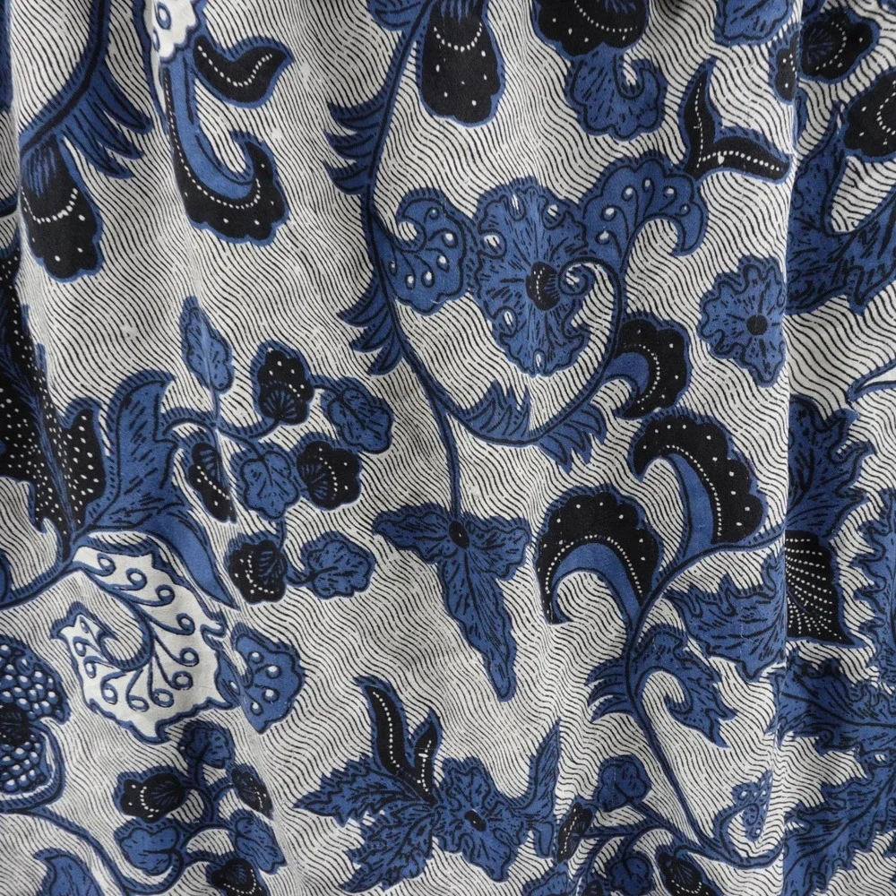 Michael Kors Blouse Size 2X Blue Floral Womens Ruffle‎ Off Shoulder Peasant Top